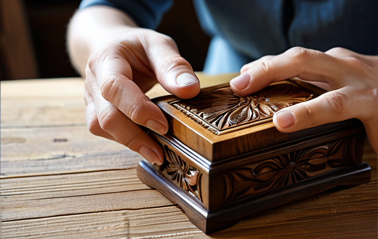천연 오일 마감 방법 - **Image Prompt 1: Linseed Oil on a Vintage Wooden Sculpture**
    A close-up, eye-level shot of a pa...