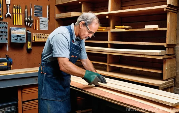 목재 보관법 및 창고 관리 - **A highly organized, futuristic wood storage facility.** The scene showcases meticulously stacked t... 목재 보관법 및 창고 관리 - **A highly organized, futuristic wood storage facility.** The scene showcases meticulously stacked t...