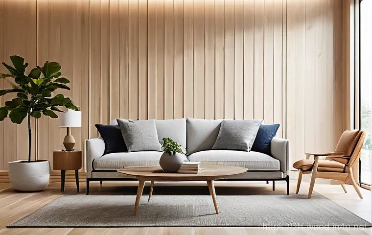 목재 무늬와 패턴 활용법 - Image Prompt 1: Bright Nordic Living Room with Light Oak and Vertical Straight Grains** 목재 무늬와 패턴 활용법 - Image Prompt 1: Bright Nordic Living Room with Light Oak and Vertical Straight Grains**