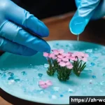 에폭시 레진 활용법 - **Prompt:** A close-up shot of a person's hands, wearing light blue disposable gloves, carefully pou...